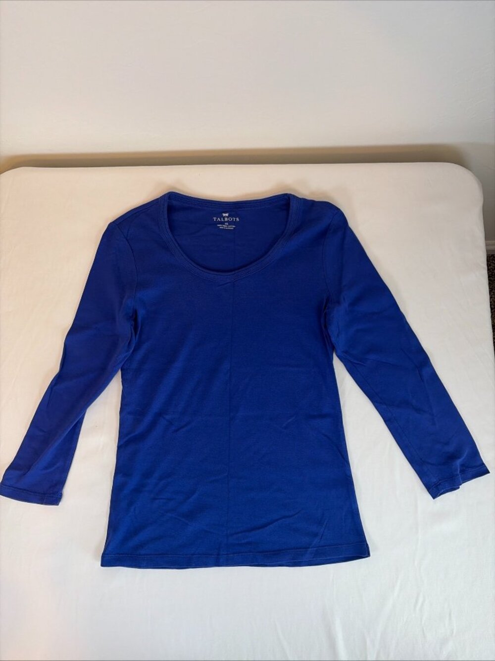 Talbots Long Sleeve Scoop Neck Shirt Women's XS Blue